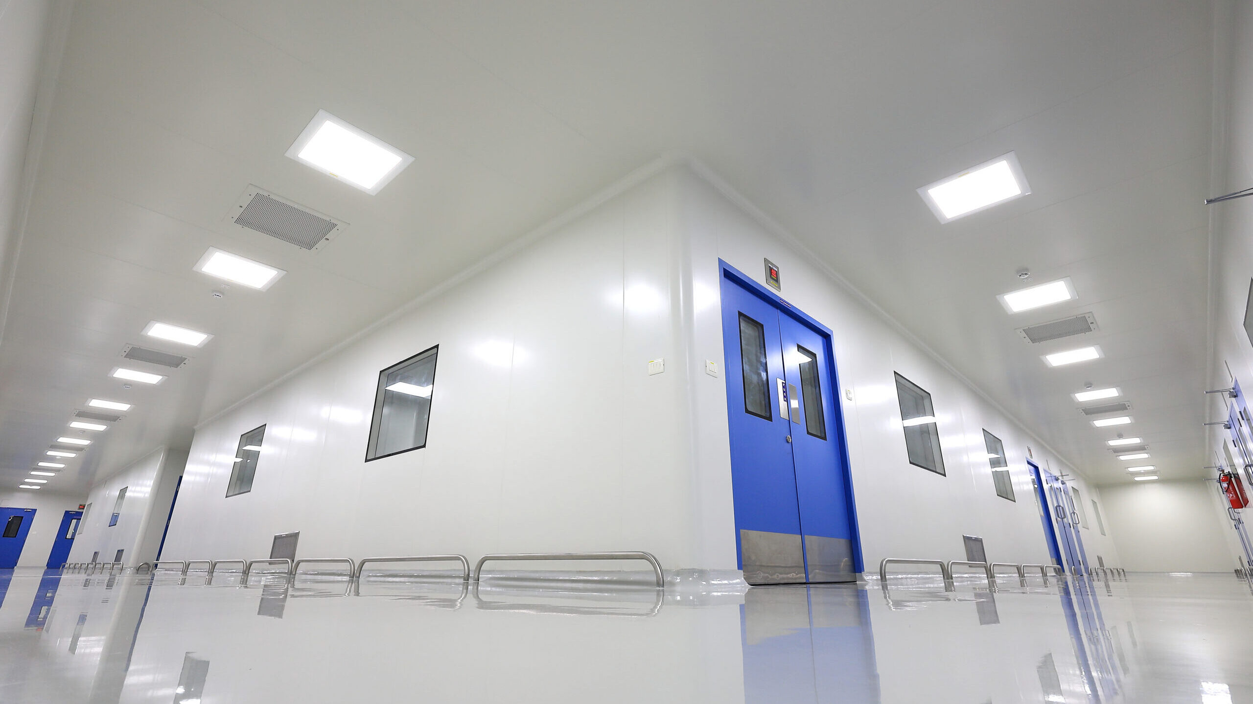 Industrial facility interior photography with clean architecture and professional lighting