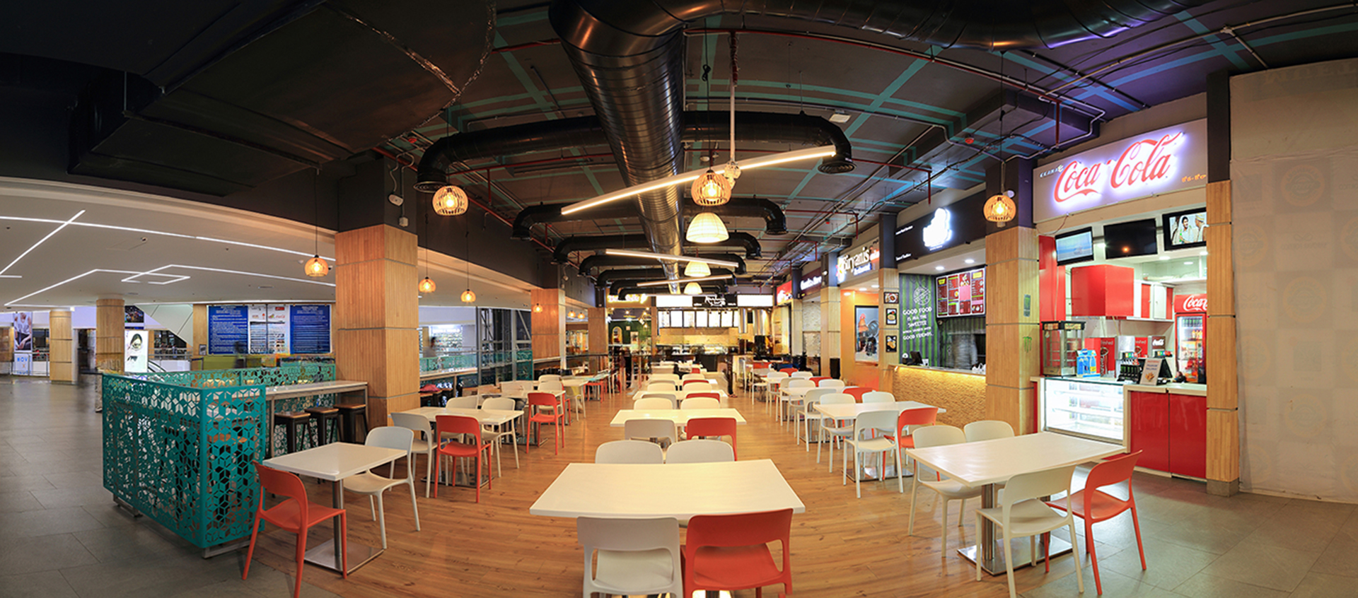 modern food court interior photography | commercial dining space