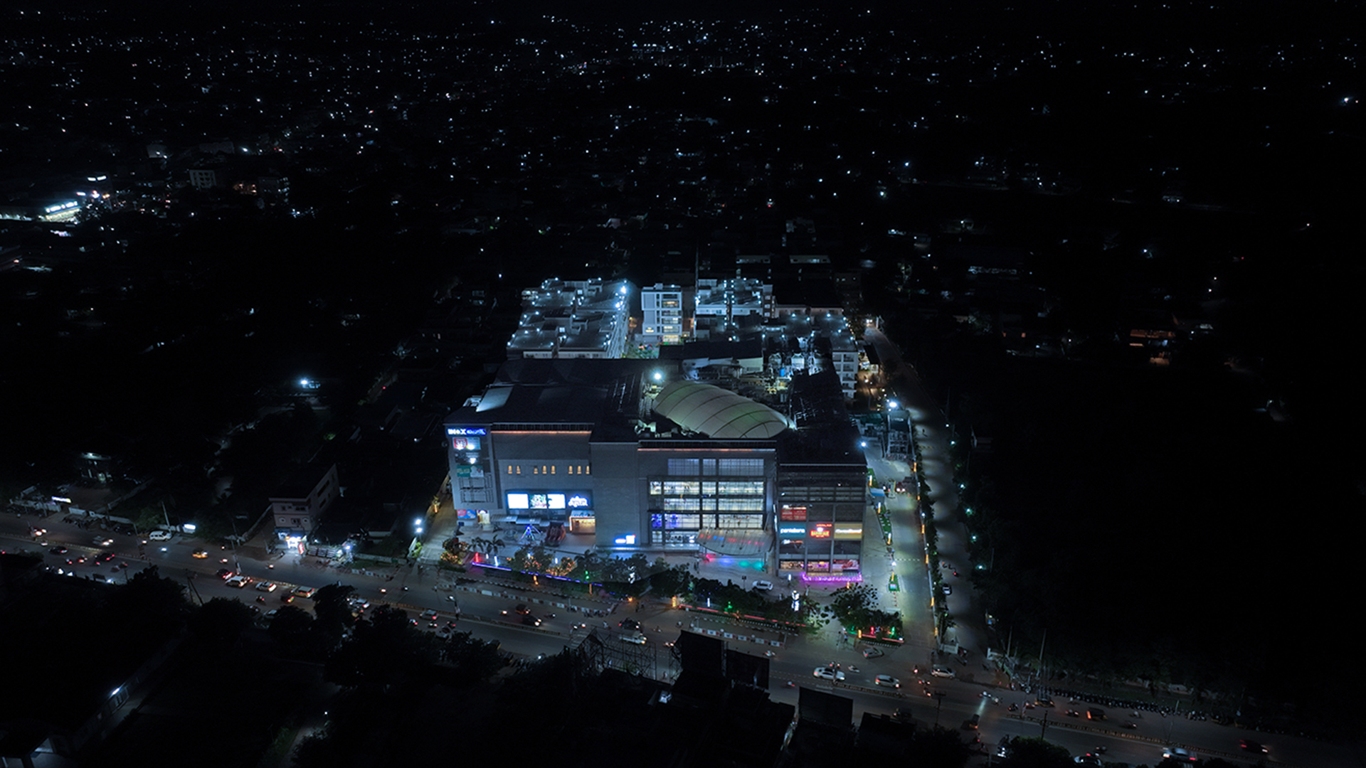 night commercial drone photography hyderabad | aerial city light